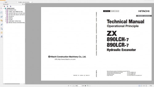 Hitachi Excavator ZX 7 Updated 2021 11.4GB Technical Manual, Part Catalog, Workshop Manual, Circuit 