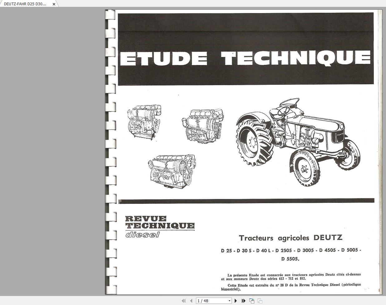 Manuale Deutz D 3005 Supporto 10/1965 DEUTZ Istruzioni Per L'Uso 