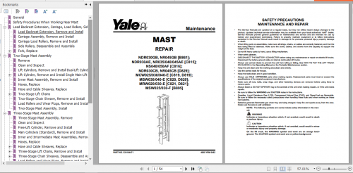 Yale Class 2 Electric Motor Narrow Aisle Trucks C815 (NR035 045AE NDR030AE) Service Manual 2