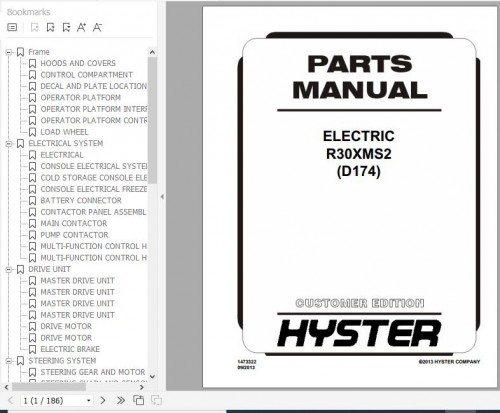 Hyster Electric Motor Narrow Aisle Trucks D174 (R30XMS2) Parts Manual 1473322 1