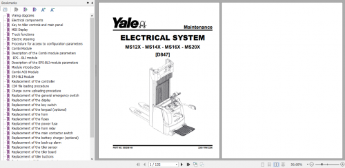 Yale Class 3 Electric Motor Hand Trucks D847 (MS12X MS14X MS16X MS20X) Service Manual 4