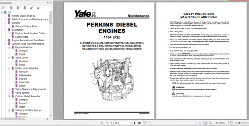 Yale Class 5 Internal Combustion Engine Trucks B878 (GDPGLP60 70CA Europe) Service Manual 1