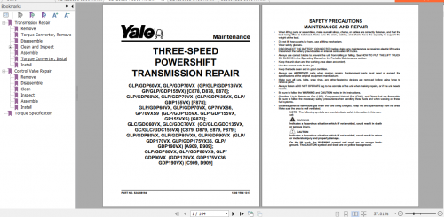 Yale Class 5 Internal Combustion Engine Trucks B909 (GLPGDP170VX GLPGDP190VX) Service Manual 3