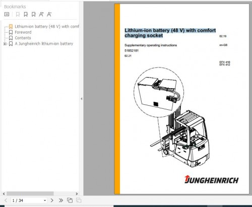 Jungheinrich Turret Truck EFX 410 412 Operating Instructions 02 2021 EN 51852181 1