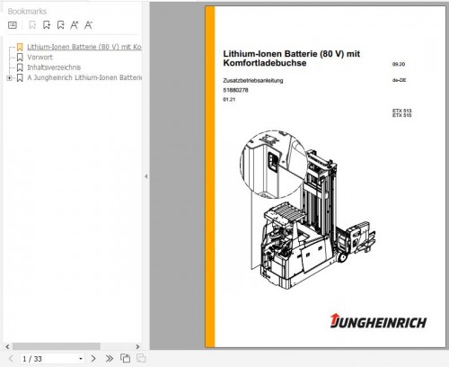 Jungheinrich Forklift ETX 513 ETX 515 Operating Instructions 01 2021 DE 51880278 1