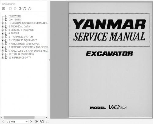 Yanmar Crawler Excavators VIO40 1 Service Manuals EN PDF 1