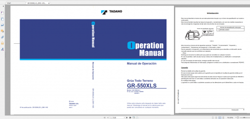 Tadano Rough Terrain Crane GR 550XLS 3 GR 550 3 00401 ES Operation & Maintance Manual ES (1)