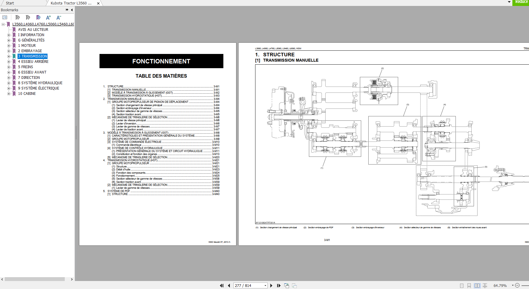 Kubota Tractor L3560 L4060 L4760 L5060 L5460 L6060 Workshop Manual FR ...