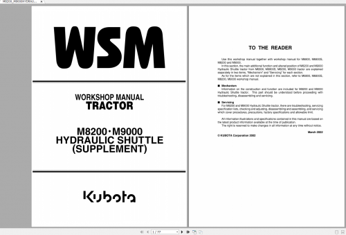 Kubota Tractor M6800 M6800S M8200 M9000 Workshop Manual 3