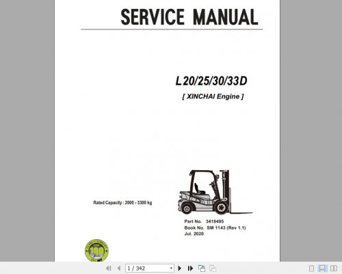 Clark Forklift L20 25 30 33D Service Manual 3418495 1