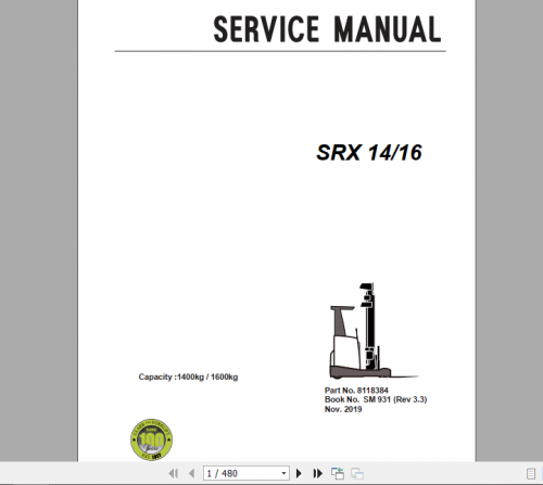 Clark Forklift Truck SRX 14 16 Service Manual 8118384 1