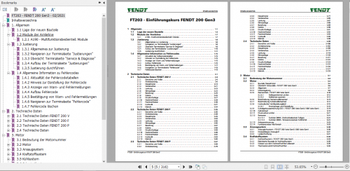 Fendt Tractor FT203 200 Gen2 Introductory Course Service Training Manual German 2
