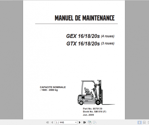 Clark Forklift French GTX GEX16 18 20s Service Manual 8076139 1