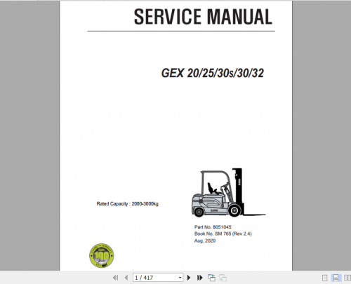 Clark Forklift GEX 20 25 30s 30 32 Service Manual 8051045 1