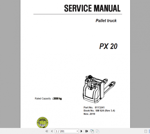 Clark Pallet Truck PX20 Service Manual 8113241 1