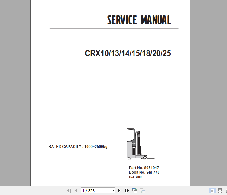 Clark Forklift Truck CRX10 13 14 15 18 20 25 Service Manual | Auto ...