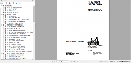 Clark Forklift Truck SF50 75SDL CMP50 75sDL Service Manual 8034927 1