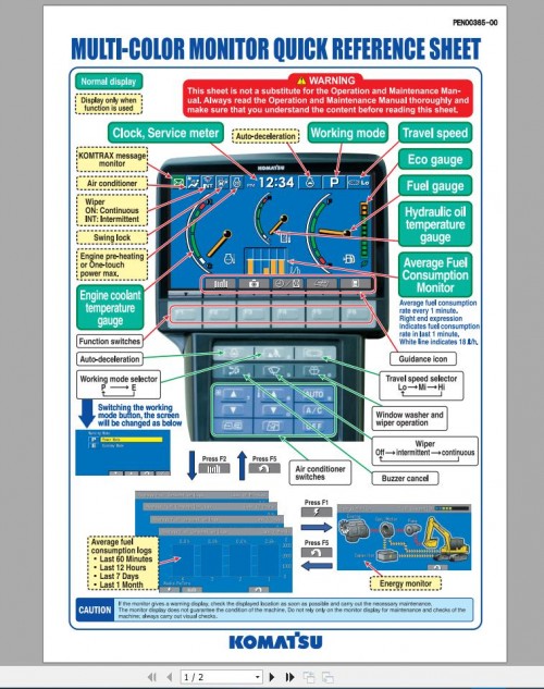 Komatsu Multi Color Monitor Quick Reference Sheet (3)