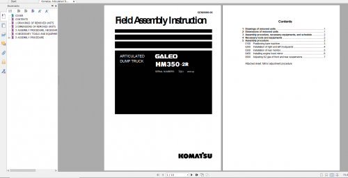 Komatsu Articulated Dump Truck Galeo HM350 2R Field Assembly Instruction GEN00080 00