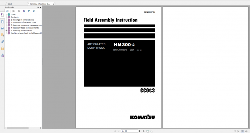 Komatsu Articulated Dump Truck HM300 2 Field Assembly Instruction GEN00037 04 2019