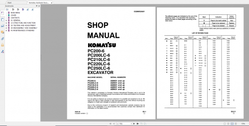 Komatsu Hydraulic Excavator PC200 6 PC200LC 6 PC210LC 6 PC220LC 6 PC250LC 6 Shop Manual CEBDX20601 1