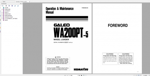 Komatsu Wheel Loader Galeo WA200PT 5 Operation & Maintenance Manual PEN00080 00 2005