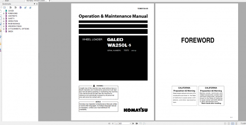 Komatsu Wheel Loader Galeo WA250L 5 Operation & Maintenance Manual TEN00156 00 2006