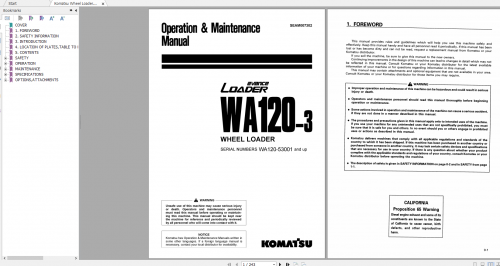 Komatsu Wheel Loader WA120 3 Operation & Maintenance Manual SEAM007302 1998