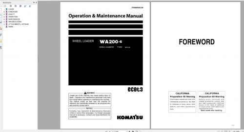 Komatsu Wheel Loader WA200 6 Operation & Maintenance Manual PEN00504 08 2019