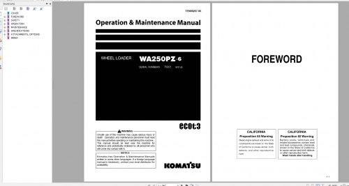 Komatsu Wheel Loader WA250PZ 6 Operation & Maintenance Manual TEN00267 06 2009