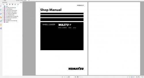 Komatsu Wheel Loader WA270 7 Shop Manual SEN06255 07 2019