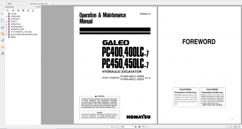 Komatsu Hydraulic Excavator Galeo PC400,400LC 7 PC450,450LC 7 Operation & Maintenance Manual PEN0003