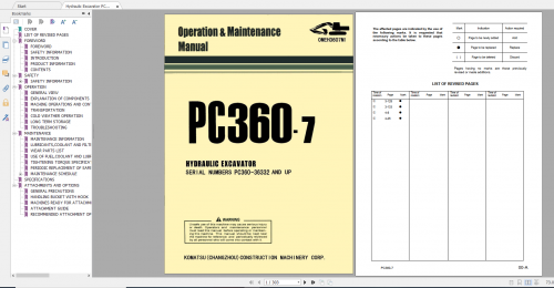 Komatsu Hydraulic Excavator PC360 7 Operation & Maintenance Manual OMEH3607M1