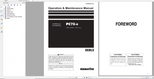 Komatsu Hydraulic Excavator PC70 8 Operation & Maintenance Manual PEN00808C0 02 2018
