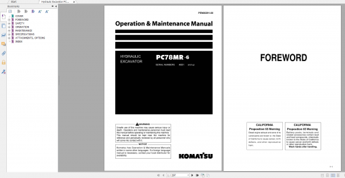 Komatsu Hydraulic Excavator PC78MR 6 Operation & Maintenance Manual PEN00291 00 2008