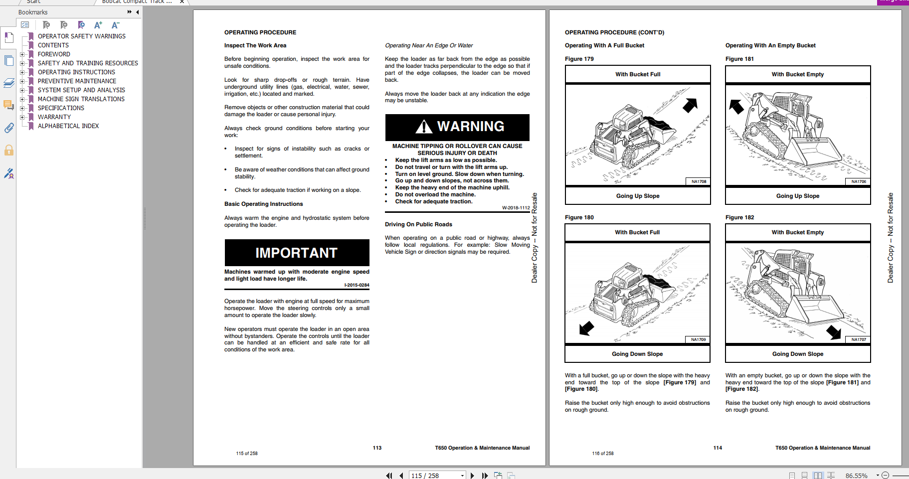 Bobcat Compact Track Loader T650 Operation & Maintenance Manual ...