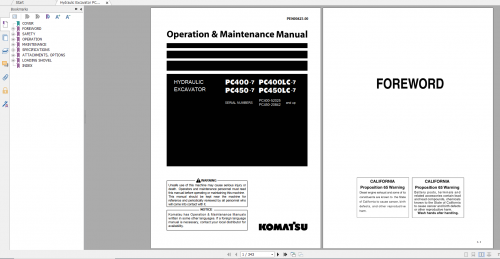 Komatsu Hydraulic Excavator PC400 7 PC400LC 7 PC450 7 PC450LC 7 Operation & Maintenance Manual PEN00