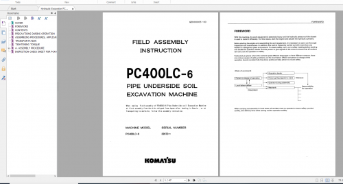 Komatsu Hydraulic Excavator PC400LC 6 Field Assembly Instruction GEN00005 00