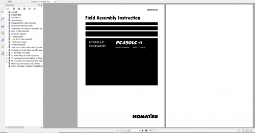 Komatsu Hydraulic Excavator PC490LC 11 Field Assembly Instruction GEN00126 03