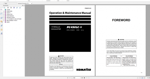 Komatsu Hydraulic Excavator PC490LC 11 Operation & Maintenance Manual PEN00918 00 2016