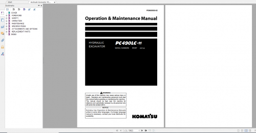 Komatsu Hydraulic Excavator PC490LC 11 Operation & Maintenance Manual PEN00950 02 2019