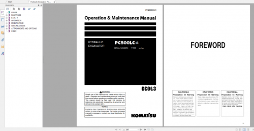 Komatsu Hydraulic Excavator PC500LC 8 Operation & Maintenance Manual PEN00955 01 2019