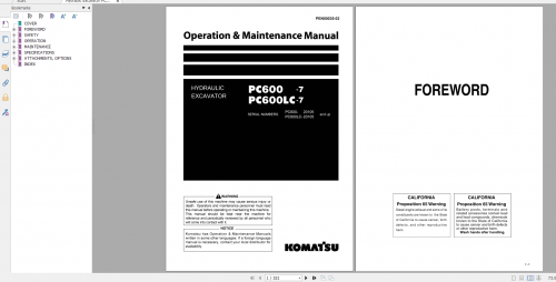 Komatsu Hydraulic Excavator PC600 7 PC600LC 7 Operation & Maintenance Manual PEN00035 02 2008