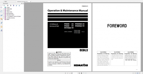 Komatsu Hydraulic Excavator PC600 8E0 PC600LC 8E0 PC650 8E0 PC650LC 8E0 PC700LC 8E0 Operation & Main