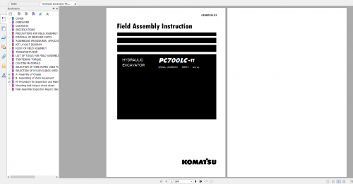 Komatsu Hydraulic Excavator PC700LC 11 Field Assembly Instruction GEN00155 03