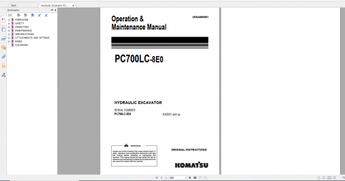 Komatsu Hydraulic Excavator PC700LC 8E0 Operation & Maintenance Manual EENAM00881