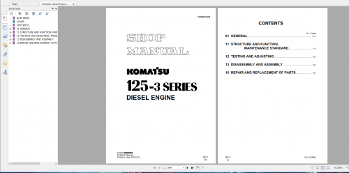 Komatsu Diesel Engine 125 3 Seires Shop Manual SEBM024208 2004