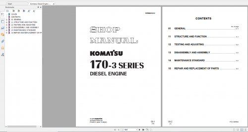 Komatsu Diesel Engine 170 3 Seires Shop Manual SEBM023412 2008