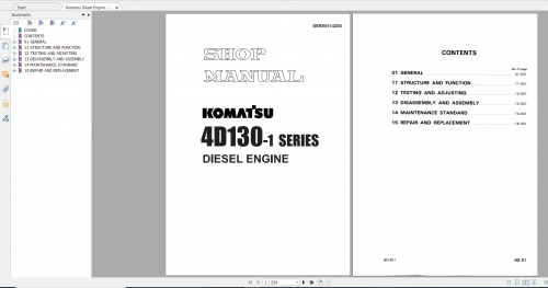 Komatsu Diesel Engine 4D130 1 Series Shop Manual SEBE6114Z00