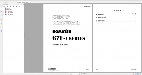 Komatsu Diesel Engine 67E 1 Series Shop Manual SEBM038300 2005